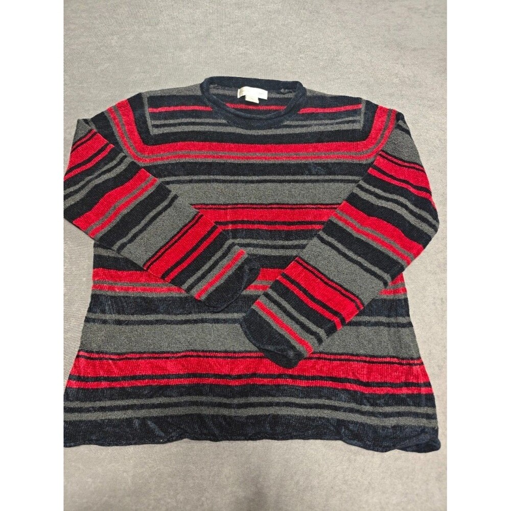 Vintage Casual Corner Women's XL Red Black Gray Striped Wool Blend Sweater